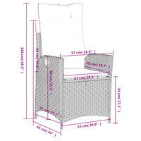 Tuinstoelen 2 st verstelbaar met kussens poly rattan zwart