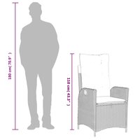 Tuinstoelen 2 st verstelbaar met kussens poly rattan zwart