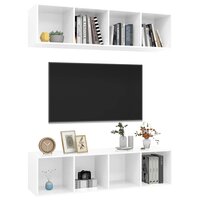 Tv-wandmeubelen 2 st spaanplaat hoogglans wit