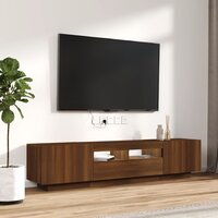 2-delige Tv-meubelset met LED bewerkt hout bruineiken