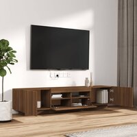 2-delige Tv-meubelset met LED bewerkt hout bruineiken