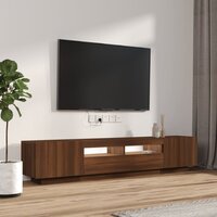 2-delige Tv-meubelset met LED bewerkt hout bruineiken