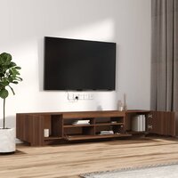 2-delige Tv-meubelset met LED bewerkt hout bruineiken
