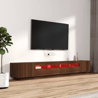 3-delige Tv-meubelset met LED bewerkt hout bruineiken