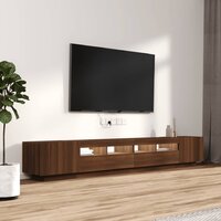 3-delige Tv-meubelset met LED bewerkt hout bruineiken
