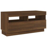 3-delige Tv-meubelset met LED bewerkt hout bruineiken