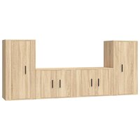4-delige Tv-meubelset bewerkt hout sonoma eikenkleurig