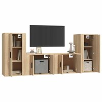 4-delige Tv-meubelset bewerkt hout sonoma eikenkleurig