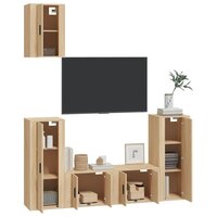 5-delige Tv-meubelset bewerkt hout sonoma eikenkleurig