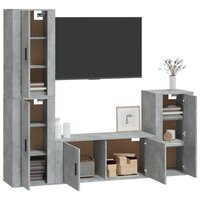 4-delige Tv-meubelset bewerkt hout betongrijs