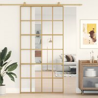 Schuifdeur 102,5x205 cm helder ESG-glas en aluminium goudkleur
