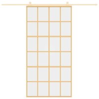 Schuifdeur 102,5x205 cm helder ESG-glas en aluminium goudkleur