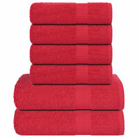 6-delige Handdoekenset 360 g/m&sup2; 100% katoen rood
