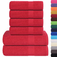 6-delige Handdoekenset 360 g/m&sup2; 100% katoen rood