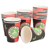 Papieren koffiekopjes 1000 st 12oz 300 ml rood en zwart