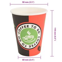 Papieren koffiekopjes 1000 st 12oz 300 ml rood en zwart