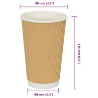 Papieren koffiekopjes 500 st 16oz 400 ml bruin