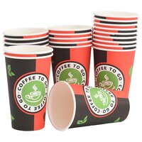 Papieren koffiekopjes 1000 st 16oz 400 ml rood en zwart