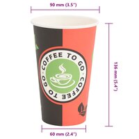 Papieren koffiekopjes 1000 st 16oz 400 ml rood en zwart