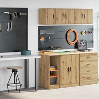 Garagekasten 2 st bewerkt hout ambachtelijk eikenhout