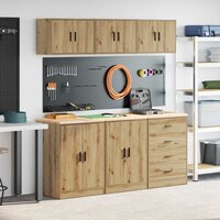 Garagekasten 6 st bewerkt hout ambachtelijk eikenhout