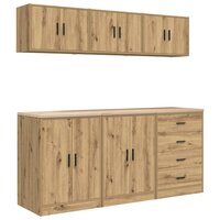 Garagekasten 6 st bewerkt hout ambachtelijk eikenhout