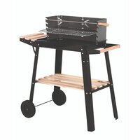 Basic Houtskool Barbecue Met Wielen Hout/Zwart