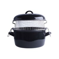 Basic Frituurpan Emaille Met Inzet 24 Cm Zwart