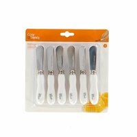 Cosyandtrendy Botermesjes 13.5 Cm 6 Stuks Rvs/Wit