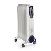 Nedis Htoi30Wt9 Mobiele Olieradiator 800 / 1200 / 2000 W 9 Vinnen Instelbare Thermostaat 3 Warmte Standen Omvalpreventie Wit