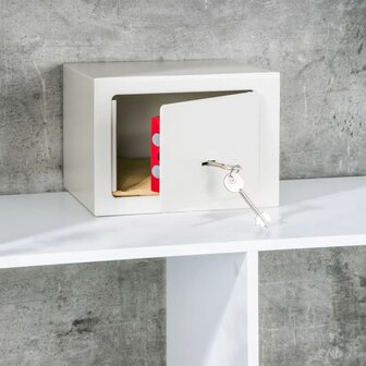 Hotelkluis met 2 sleutels 23x17x17 cm staal wit