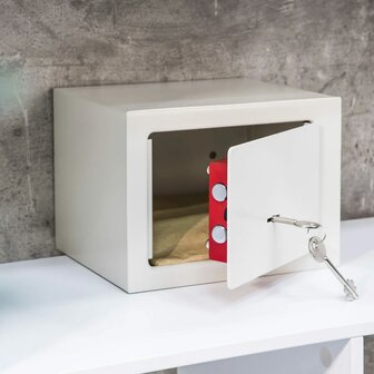 Hotelkluis met 2 sleutels 23x17x17 cm staal wit