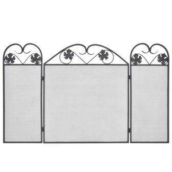 Haardscherm 3 panelen ijzer zwart