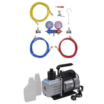 Vacu&uuml;mpomp 50 L/min met 2-voudige manometerset