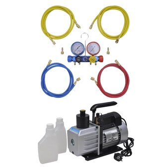 Vacu&uuml;mpomp 50 L/min met 4-voudige manometerset