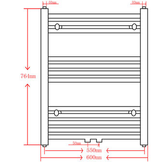 Radiator / handdoekenrek recht 600x764 mm zwart