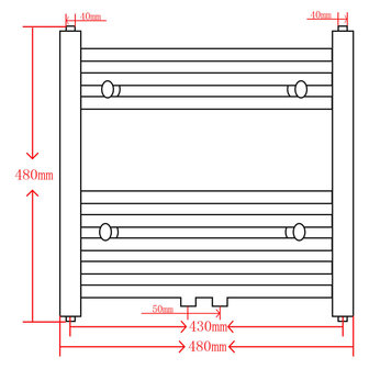 Radiator / handdoekenrek gebogen 480x480 mm zwart