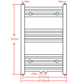 Radiator / handdoekenrek gebogen 500x764 mm zwart