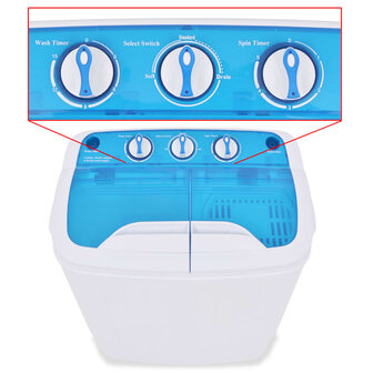 Mini wasmachine met dubbele trommel 5,6 kg