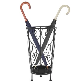 Parapluhouder vintage stijl 26x46 cm metaal zwart
