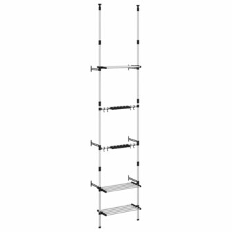 Tuinrek met 3 schappen telescopisch aluminium zilverkleurig