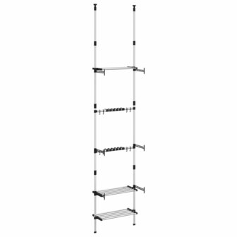 Tuinrek met 3 schappen telescopisch aluminium zilverkleurig