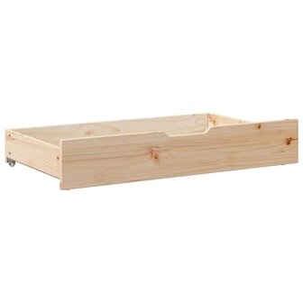 Bedlades 2 st met wieltjes 95x55x16 cm massief grenenhout
