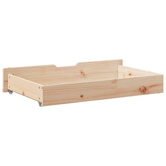 Bedlades 2 st met wieltjes 95x55x16 cm massief grenenhout