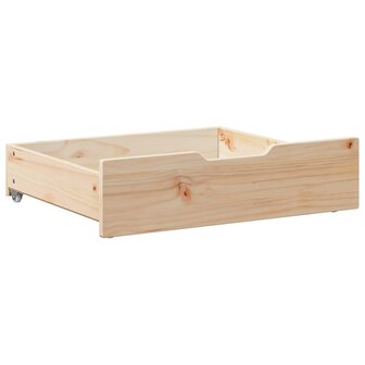 Bedlades 2 st met wieltjes 65x55x16 cm massief grenenhout