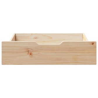 Bedlades 2 st met wieltjes 75x55x16 cm massief grenenhout