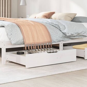 Bedlades 2 st 85x55x16 cm massief grenenhout wit