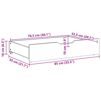 Bedlades 2 st 85x55x16 cm massief grenenhout wit
