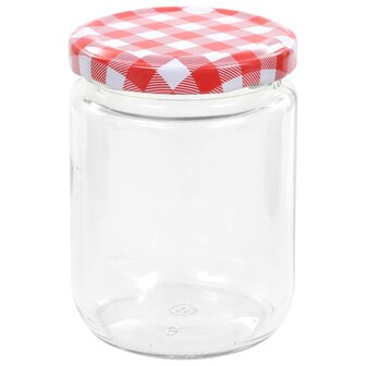 Jampotten met wit met rode deksels 48 st 230 ml glas
