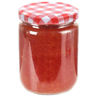 Jampotten met wit met rode deksels 96 st 230 ml glas